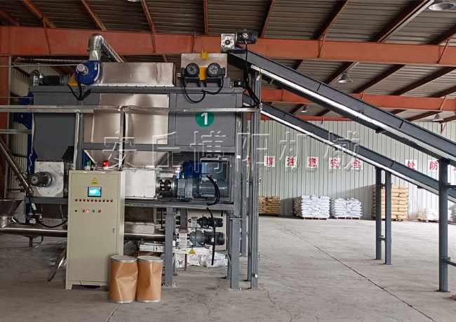 自動破包機+管鏈輸送機+噸袋包裝機生產(chǎn)線